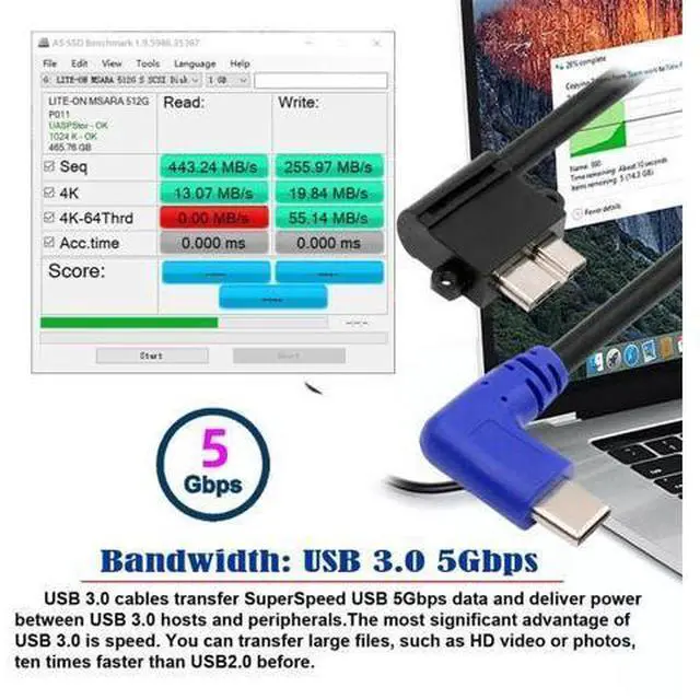 Alt view image 2 of 7 - Angled USB-C Type-C Host to Micro USB3.0 90 Degree Right Angled for Industrial Camera Storage Phone