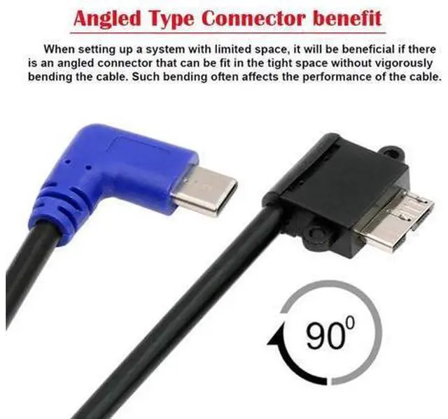 Alt view image 7 of 7 - Angled USB-C Type-C Host to Micro USB3.0 90 Degree Right Angled for Industrial Camera Storage Phone
