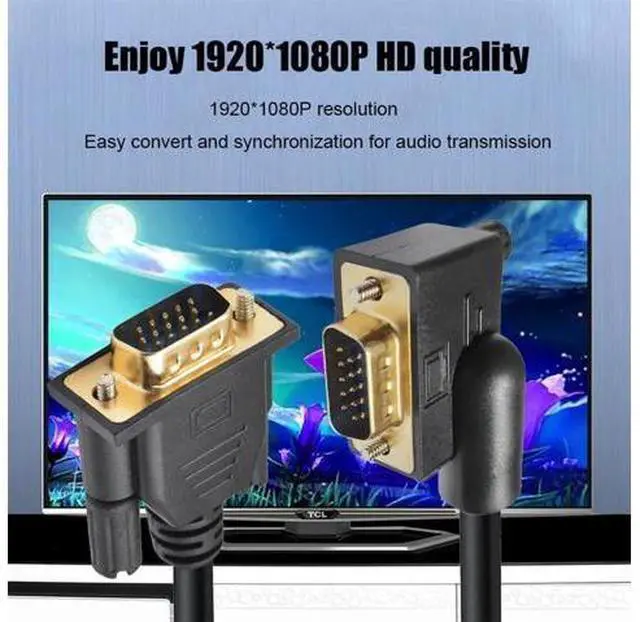Alt view image 3 of 7 - 90 Degree Right Angled VGA RGB Male to Straight Male Extension Cable 3COAX+6C for Monitor Projector Computer