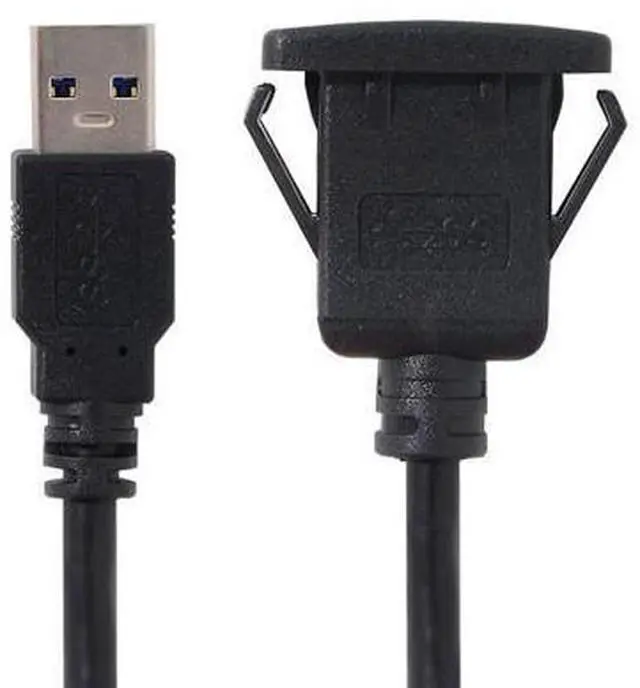 Alt view image 2 of 7 - 1m Waterproof Single USB 3.0 Extension Latch Mount Car AUX Cable for Dashboard Panel