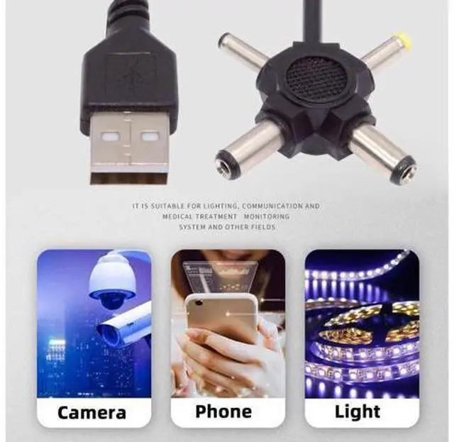 Alt view image 6 of 7 - 4 in 1 DC 5V 5.5x2.5mm 5.5x2.1mm 4.0x1.7mm 3.5x1.3mm to USB 2.0 Power Plug Barrel Connector Charge Cable 1.5M