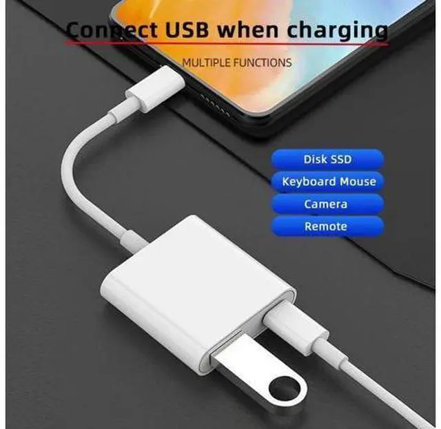 Alt view image 4 of 7 - 2 in 1 USB C to USB 3.0 Socket OTG Adapter with PD 24W Charge for Laptop Tablet Phone