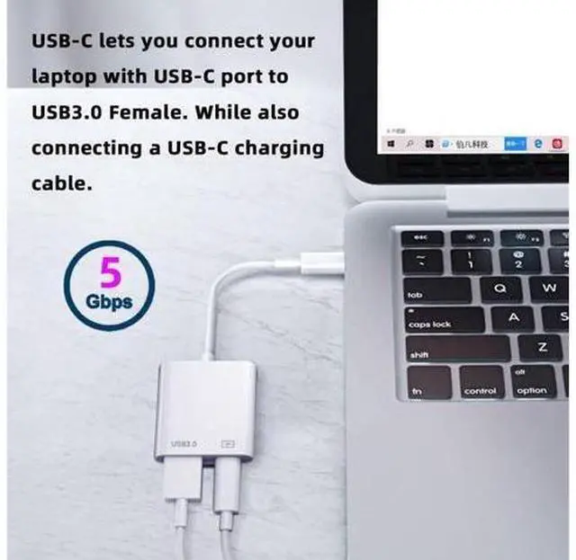 Alt view image 6 of 7 - 2 in 1 USB C to USB 3.0 Socket OTG Adapter with PD 24W Charge for Laptop Tablet Phone