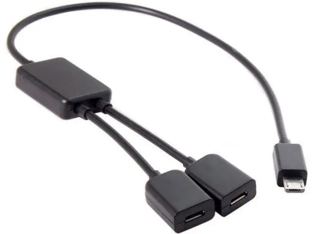 Alt view image 6 of 6 - Micro USB 1 to 2 OTG HUB Cable USB2.0 Splitter with Chipset for Laptop PC Mouse Flash Disk