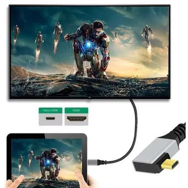 Alt view image 3 of 7 - 90 Degree Right Angled Micro HDMI 2.1 Ultra Thin HDTV Cable 8K 4K Hyper Super Flexible Slim Cord Type-A to Type-D for Camera HDTV 50cm