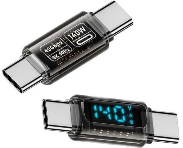 Main image of Adapter Transparent Type-C Smart LED Display USB-C Male to Male Extension Adapter USB4.0 40Gbps 140W Current Voltage Monitoring Tester Detector