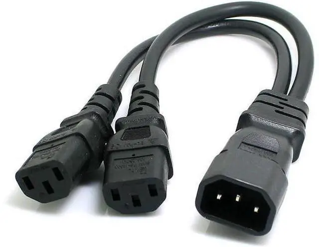Main image of Single C14 to Dual C13 5-13R Short Power Y Type Splitter Adapter Cable Cord
