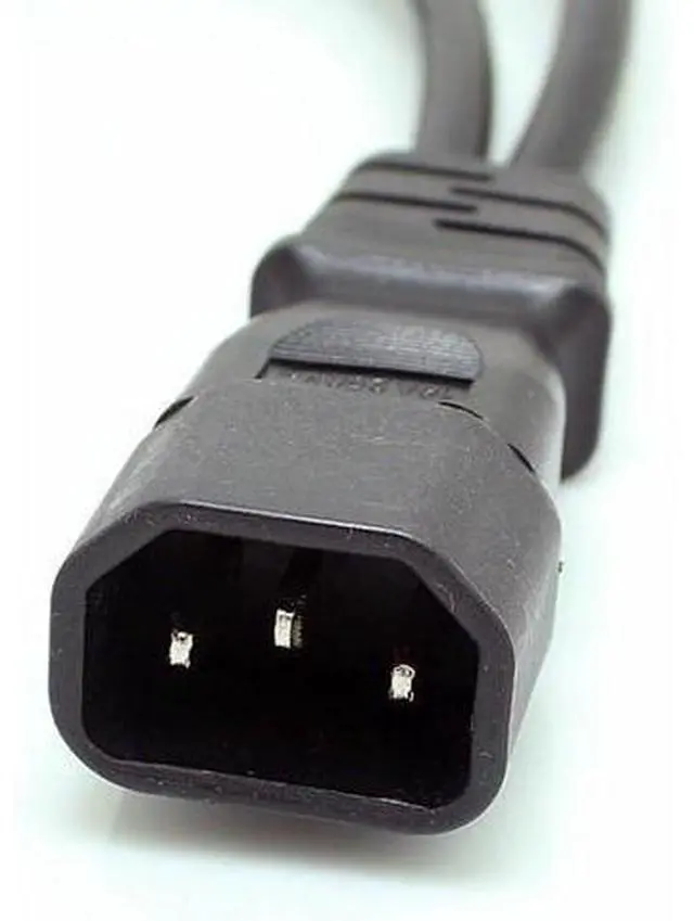Alt view image 7 of 7 - Single C14 to Dual C13 5-13R Short Power Y Type Splitter Adapter Cable Cord