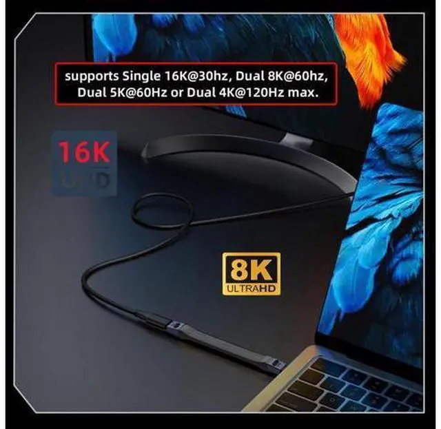 Alt view image 4 of 7 - USB C Short Flat Cable, USB 5.0 Type C Male to Female Extension Cable Support 80Gbps Data Transfer PD 240W Fast Charging 16K/8K/5K Video Output 0.42FT/13cm