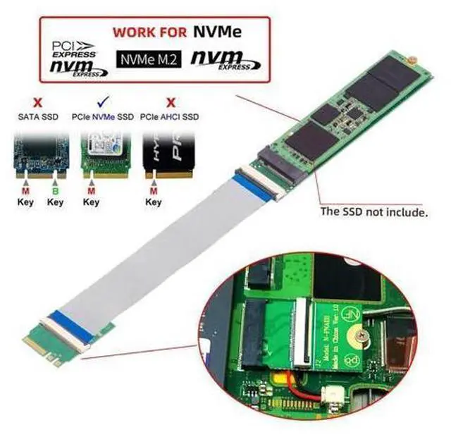 Alt view image 3 of 7 - 2230 A+E-Key Male to NVME M-Key Female Extension Cable for Laptop Mainboard SSD 2280