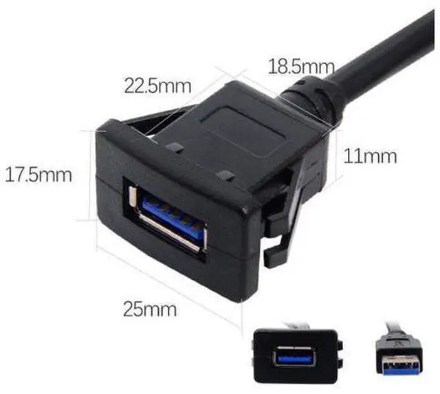 Alt view image 4 of 7 - USB 3.0 Flush Mount Male to Female Extension Cable for Car Dashboard Panel Mount 1.0M