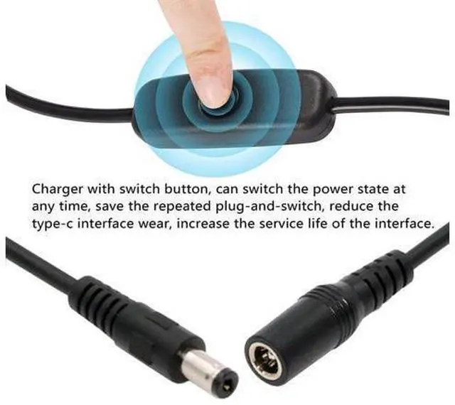 Alt view image 5 of 7 - DC Cable with On Off Power Switch Button DC 5.5x2.1mm Male to Female for DC 5V Desk Lamp Fan Camera