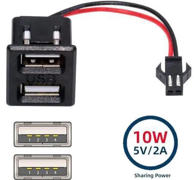 Alt view image 5 of 7 - DIY OEM Dual Type-A Female Socket to 2Pin Header Cable Pitch=2.54mm Latch Mount Type DC 5V Power