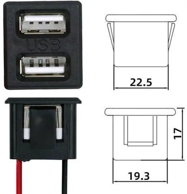 Alt view image 6 of 7 - DIY OEM Dual Type-A Female Socket to 2Pin Header Cable Pitch=2.54mm Latch Mount Type DC 5V Power