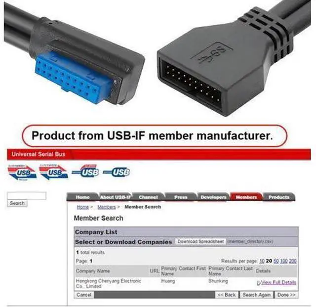 Alt view image 3 of 7 - Cord Right Angled Low Profile USB 3.0 20Pin 19Pin Male to Female Extension 5Gbps Cable 90 Degree for Motherboard