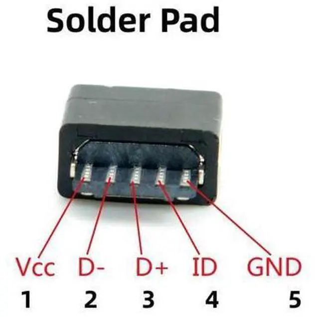 Alt view image 2 of 7 - 50 Pack Micro USB DIY Connector Micro USB Type B 5Pin Female Socket Port Repair Replacement Solder Adapter with PCB Board