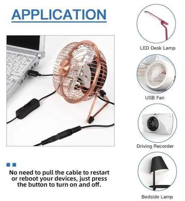 Alt view image 7 of 7 - DC Cable with On Off Power Switch Button DC 5.5x2.1mm Male to Female for DC 5V Desk Lamp Fan Camera