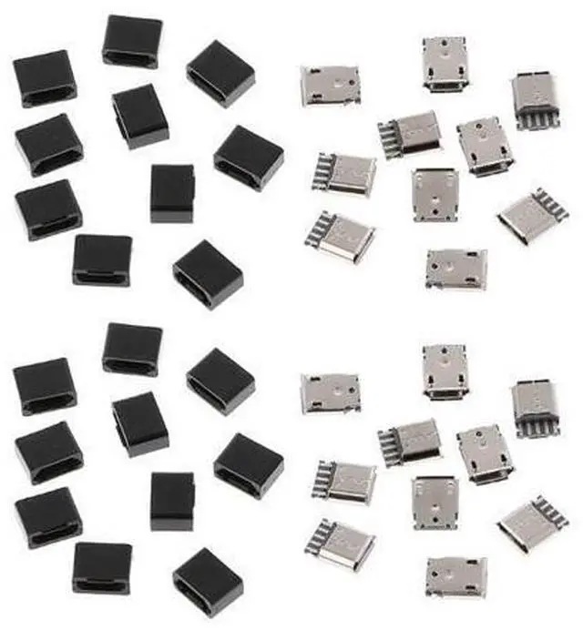 Alt view image 7 of 7 - 50 Pack Micro USB DIY Connector Micro USB Type B 5Pin Female Socket Port Repair Replacement Solder Adapter with PCB Board
