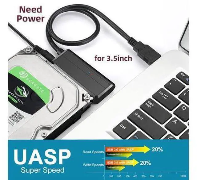 Alt view image 5 of 7 - USB 3.0 to Angled SATA 22 Pin Adapter Cable for 2.5" 3.5inch Hard Disk Drive SSD for Desktop Laptop