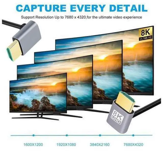 Alt view image 4 of 7 - HDMI 2.1 Ultra Thin HDTV Cable 8K 4K Hyper Super Flexible Slim Cord Down Angled to Down Angled 90 Degree Type-A for Computer HDTV