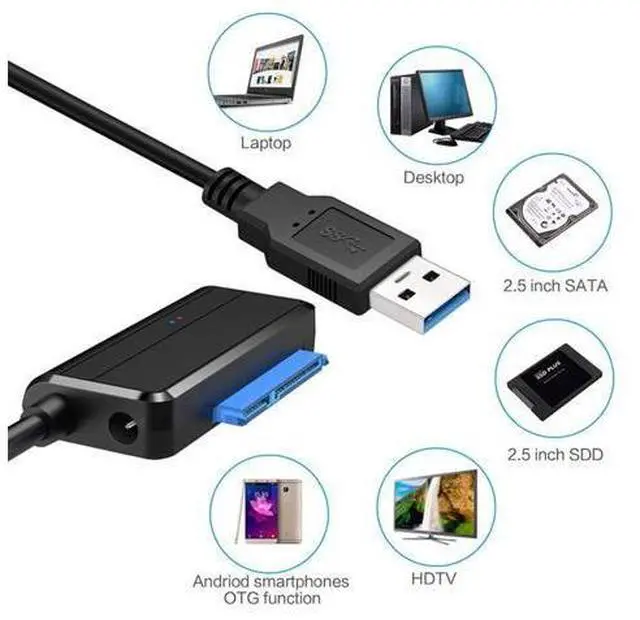 Alt view image 7 of 7 - USB 3.0 to Angled SATA 22 Pin Adapter Cable for 2.5" 3.5inch Hard Disk Drive SSD for Desktop Laptop