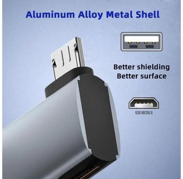 Alt view image 5 of 7 - 2 in 1 Micro USB OTG Power Adapter Micro USB Male to USB 2.0 Female 90 Degree Left Angled Connector Adapter