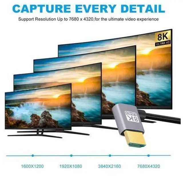 Alt view image 4 of 7 - HDMI 2.1 Ultra Thin HDTV Cable 8K 4K Hyper Super Flexible Slim Cord Left Angled to Left Angled 90 Degree Type-A for Computer HDTV
