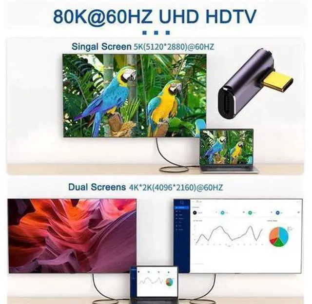 Alt view image 3 of 7 - USB4 Type C Male to Female 240W Power 40Gbps Data 8K Video Adapter Low Profile Left Right Angled for NS Phone Laptop