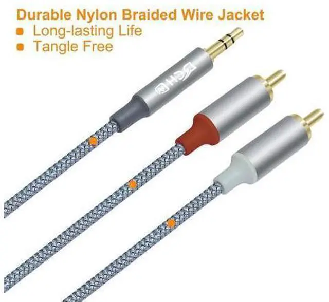 Alt view image 5 of 6 - DCHAV 3.5mm to RCA Audio Cable 4ft 2 Male RCA Aux Cord Adapter Headphone Jack Y Splitter for Speaker Stereo Car Subwoofer TV MP3 Laptop Amplifier with Nylon Braided Wire Gold Plated Plug Red White