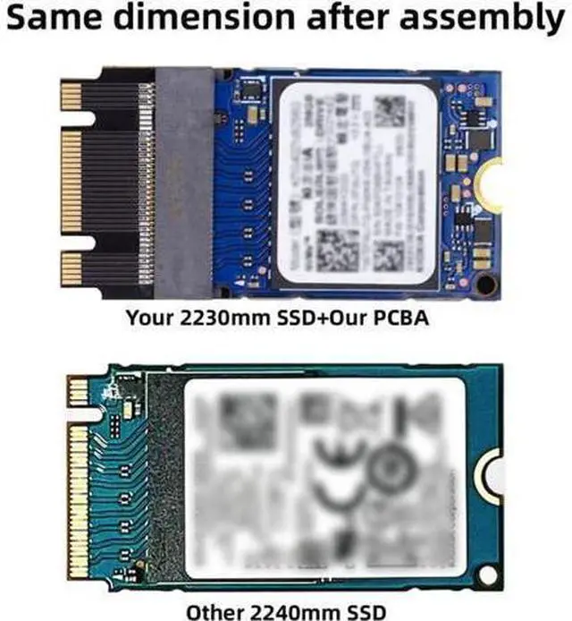 Alt view image 5 of 7 - B+M Key NVME M-Key 22x30mm to 22x42mm Male to Female Extension Adapter Compatible with Legion Go ThinkPad 2230 2242 SSD