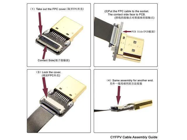 Alt view image 4 of 7 - CYFPV Up Angled 90 Degree HDMI Male to Female FPC Flat Cable for HDTV Multicopter Aerial Photography