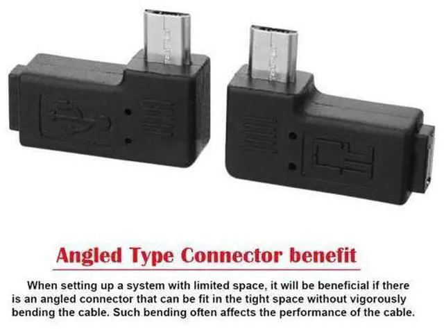 Alt view image 4 of 7 - 2 Pack Micro USB Male to Female 90 Degree Left Right Angled Extension Connector Adapter