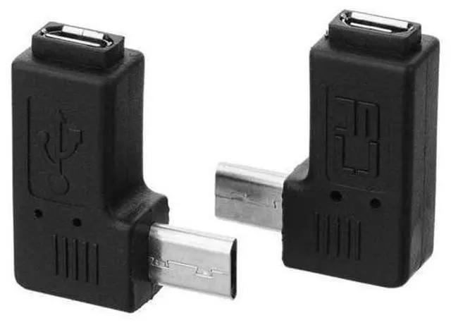 Alt view image 5 of 7 - 2 Pack Micro USB Male to Female 90 Degree Left Right Angled Extension Connector Adapter