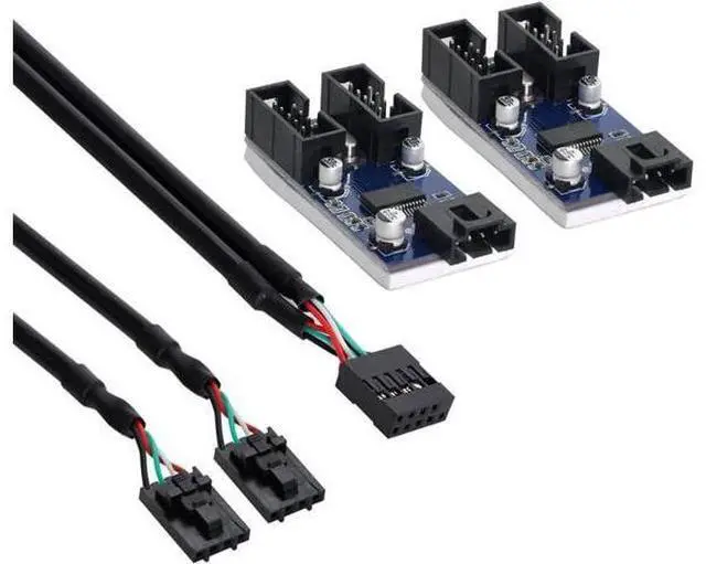 Alt view image 2 of 7 - Motherboard 9pin USB 2.0 Header 1 to 2/4 Female Extension Cable HUB Connector Adapter Port Multilier