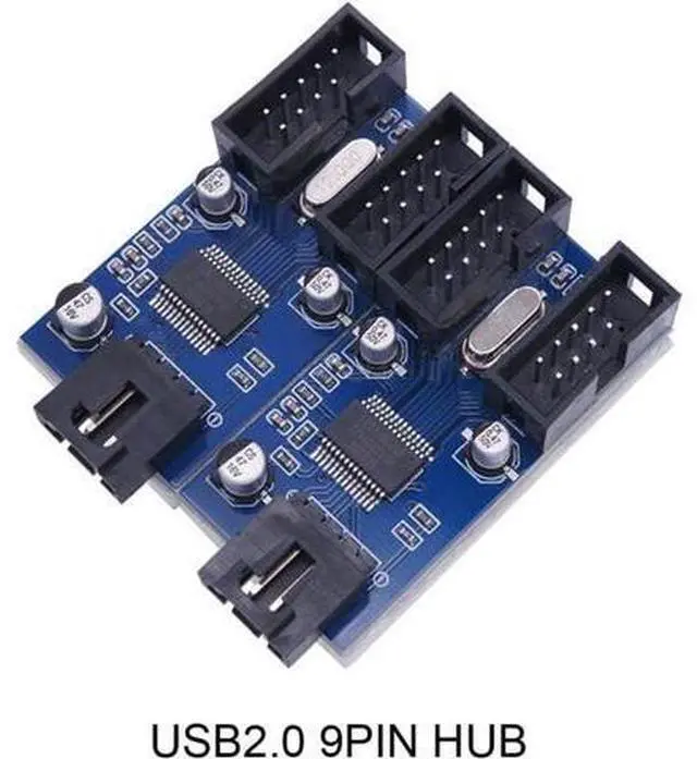 Alt view image 6 of 7 - Motherboard 9pin USB 2.0 Header 1 to 2/4 Female Extension Cable HUB Connector Adapter Port Multilier