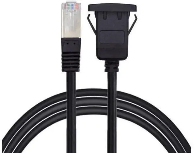 Main image of Waterproof Dustproof Latch Locking CAT6 RJ45 Male to Female LAN Ethernet Network Extension Cable Car Panel Mount Design