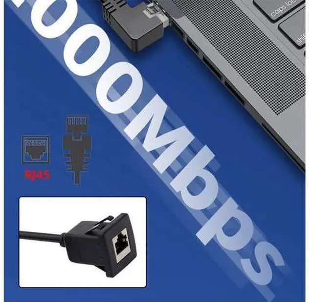 Alt view image 3 of 7 - Waterproof Dustproof Latch Locking CAT6 RJ45 Male to Female LAN Ethernet Network Extension Cable Car Panel Mount Design