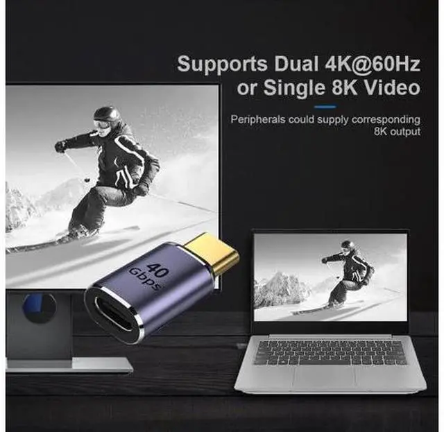 Alt view image 6 of 7 - 40Gbps USB4 Type C Male to Female Straight Connector 100W Power Data 8K Video Adapter for Laptop Phone