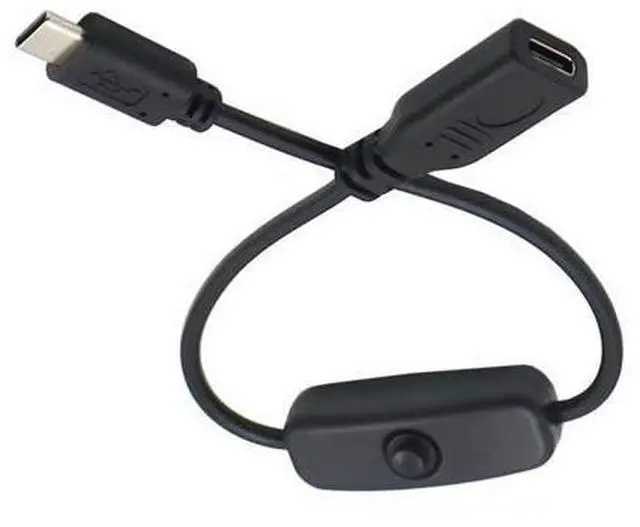 Main image of USB C Power Switch Extension Cable USB C Male to Female with On/Off Power Switch Button DC 5V Power Extension Cable for Laptop Keyboard Raspberry Pi 4B