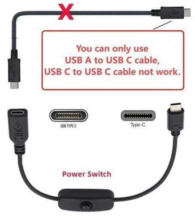 Alt view image 2 of 7 - USB C Power Switch Extension Cable USB C Male to Female with On/Off Power Switch Button DC 5V Power Extension Cable for Laptop Keyboard Raspberry Pi 4B