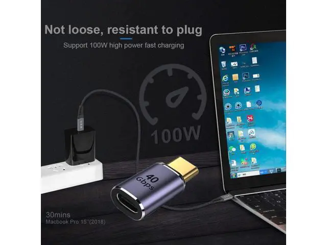 Alt view image 7 of 7 - 40Gbps USB4 Type C Male to Female Straight Connector 100W Power Data 8K Video Adapter for Laptop Phone