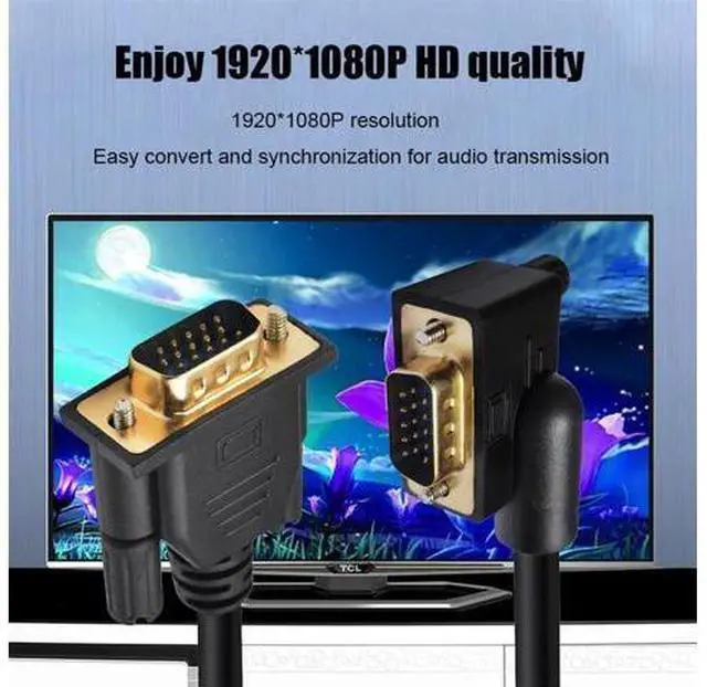 Alt view image 3 of 7 - 90 Degree Left Angled VGA RGB Male to Straight Male Extension Cable 3COAX+6C for Monitor Projector Computer
