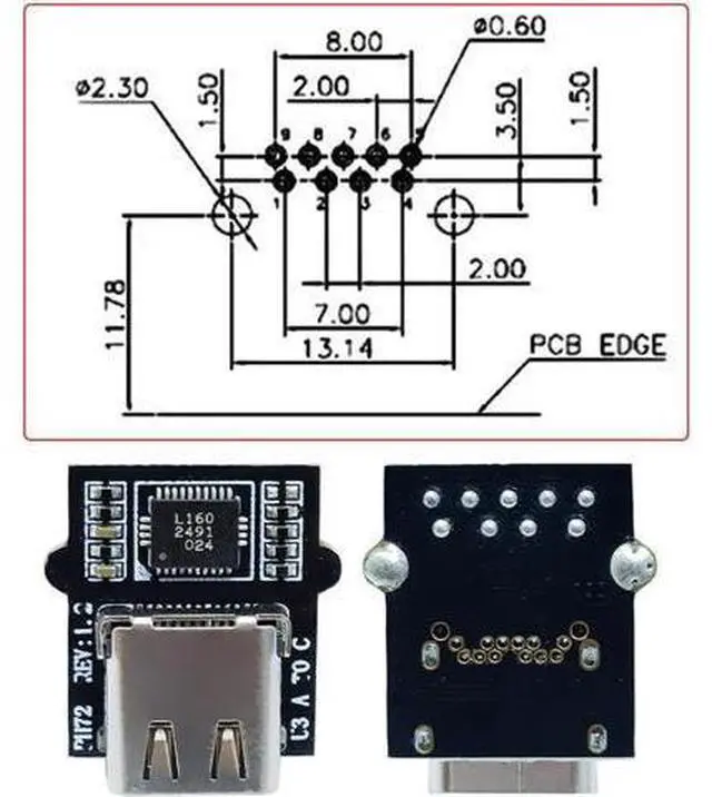 Alt view image 3 of 7 - DIY OEM Type-C Female Socket Connector with VL160 Chipset Replace for USB3.0 Type-A Female DIP Type DC 5V Power