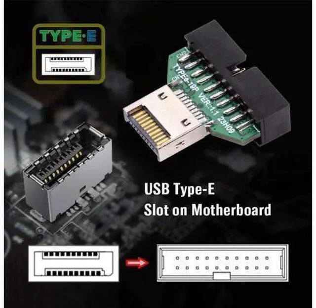 Alt view image 2 of 7 - Type-E IDC Socket USB 3.1 Front Panel Header to USB 3.0 20Pin Header Extension Adapter for Desktop Motherboard