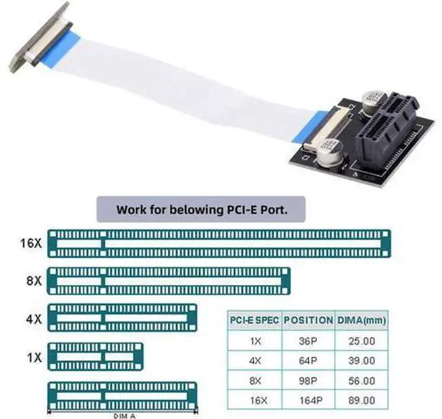 Alt view image 2 of 6 - Low Profile PCI-E Express 1X Slot Riser Card Extender Extension Ribbon Flex Relocate Cable 10cm 90 Degree Angled