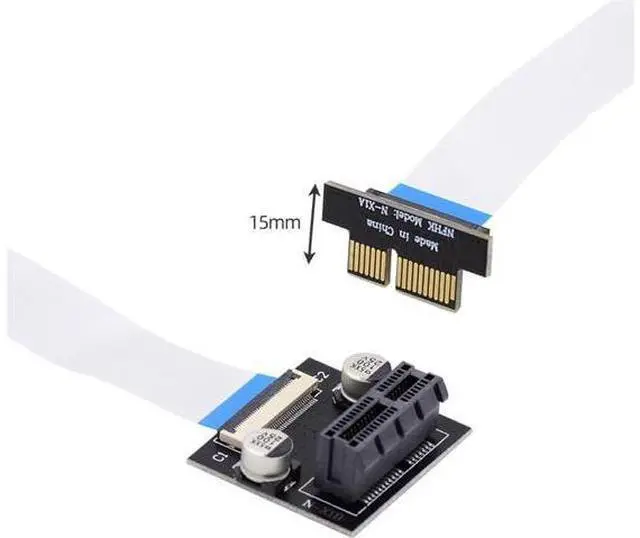 Alt view image 6 of 6 - Low Profile PCI-E Express 1X Slot Riser Card Extender Extension Ribbon Flex Relocate Cable 10cm 90 Degree Angled