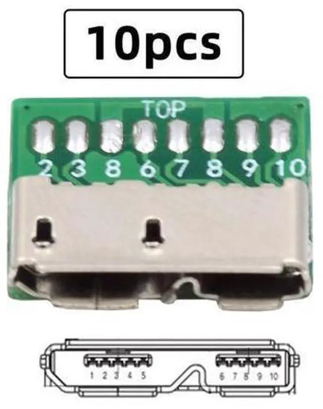 Alt view image 5 of 7 - 10 Pack USB 3.0 Micro-B DIY Connector Micro USB 3.0 10Pin Female Socket Port Repair Replacement Solder Adapter