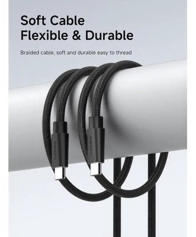 Alt view image 3 of 7 - USB4 Cable, Wedge Joint Flexible USB Type C Cable 80Gbps Data Transfer 240W Fast Charging 8K@60Hz Video Cord for Thunderbolt 5 4 3, iPhone 17 16 15 Pro Max, MacBook Pro Air (0.5FT)