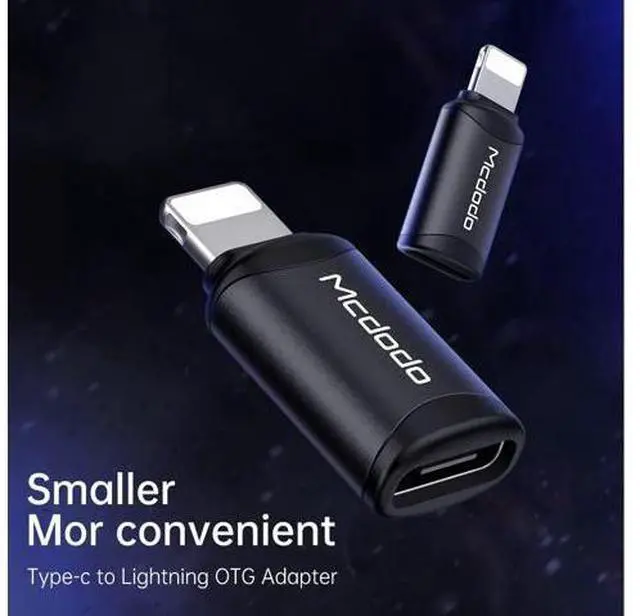 Alt view image 2 of 7 - mcdodo USB C to Lightning Adapter 2 Pack,Type C Female to Lightning Male Adapter Cable,Supports Fast Charging Data Transfer for iPhone 14/13/12/11/8 X XR/XS/SE/7/Pro/Plus/Pro Max/ipad/iPod/AirPods