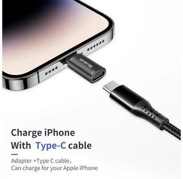 Alt view image 4 of 7 - mcdodo USB C to Lightning Adapter 2 Pack,Type C Female to Lightning Male Adapter Cable,Supports Fast Charging Data Transfer for iPhone 14/13/12/11/8 X XR/XS/SE/7/Pro/Plus/Pro Max/ipad/iPod/AirPods